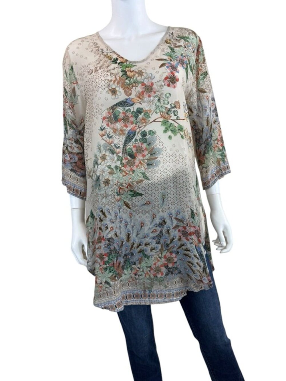 Johnny Was Delicate Botanicle Print Tunic Size S
